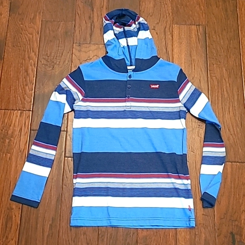 💥3for$12💥 Levi's boy's long-sleeved striped Tshirt hoodie size Medium 10/12